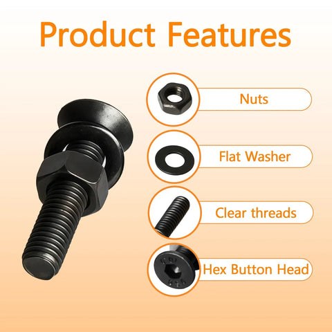 1715 Piece Metric Screw Kit for 3D Printers and Mechanical Hardware with M2 M3 M4 M5 Screws Allen Head Flat Head and Countersunk Bolts Nuts and Bolts in Black Large Assortment for Quick Builds Repairs and Precise Projects featuring nuts, flat washer, clear threads, and hex button head detail.