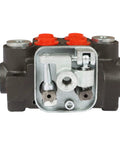 TINVHY 2-spool adjustable hydraulic directional joystick control valve, monoblock, black body with red caps