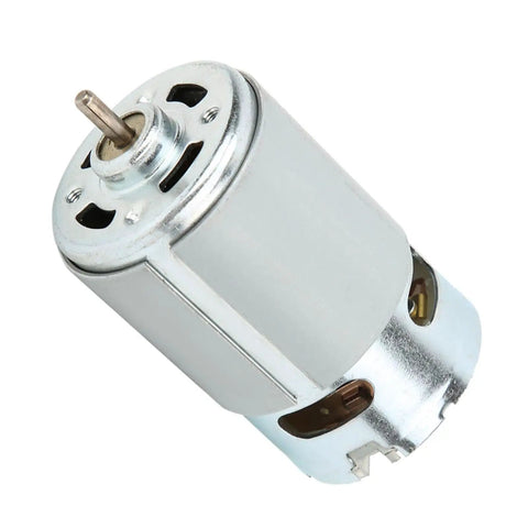 Ultra Premium Rs 550 12V Dc Electric Motor Cranked Out To Deliver Badass 22000 Rpm For Heavy Duty Power Tools Fast Paced Diy Projects And Smooth Reliable Performance, metallic motor with exposed shaft.