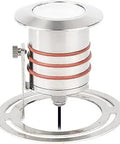Submersible LED Landscape Indicator Light 2 Inch Round Beveled Top 12V With Mounting Hardware And 3 Ft Lead Wire 3000K