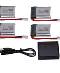 4 Pack 3.7V 250mAh LiPo Battery Set With MX2.0 Plug And 4 Port USB Charge Board For Small RC Aircraft Quadcopter Drones