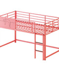 Twin Size Guardrail Bed Frame With Under Bed Storage And Decorative Options For Kid Rooms Sturdy Metal Frame Easy Assembly Safe Sleep Space For Playtime And Nighttime, pink metal