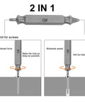 6 Piece Damaged Screw Extractor Kit For Stripped Screws And Bolts demonstrating drilling technique for screw extraction