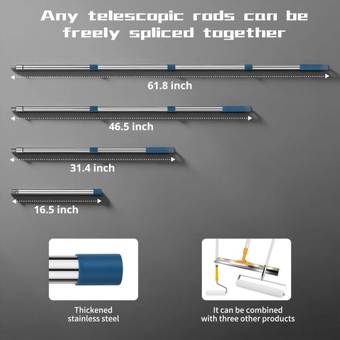 Diagram showing telescopic handles of the 20 Inch Self Leveling Spiked Roller Kit With Telescopic Handle For Epoxy And Concrete Leveling.