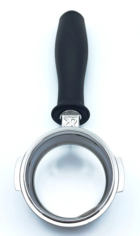 Bottomless 58mm Portafilter Handle With Replacement Gasket For Rancilio Silvia Epoca And Classe Espresso Machines Durable Ergonomic Build For Home Baristas And Coffee Nerds showing top view