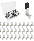 Quarter Inch L Shaped Metal Shelf Pins with Rubber Sleeves, 30 pieces silver cabinet shelf supports for bookshelves and DIY projects.