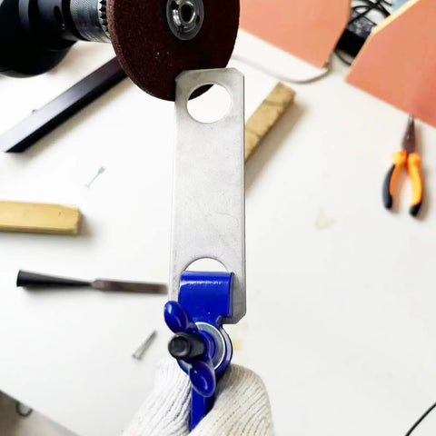 Portable Hand Vise For DIY Projects With A 2 Inch Jaw Heavy Duty Handheld Vice being used for metal grinding