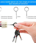Depinning Wire Connector Tool Kit 82 Pcs Pin Extractor Set For Automotive, Car, And Home Wiring with pin extractor tool in hand