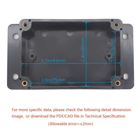 Inner dimensions of Junction Box ABS Plastic Weatherproof IP65 Project Enclosure with Fixed Ear Black 3.94 x 2.68 x 1.97 Inch Pack of 2