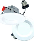 AH Lighting, Retrofit Smooth Reflector Kit, 4 Inch Dimmable LED 5CCT Downlight Recessed Light, 9 Watt, 750 Lumens, ES Qualified, UL Listed – 6 Pack with white smooth finish.