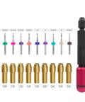 21 In 1 Precision Pin Vise Hand Drill Set With 10 Mini Drill Bits And 10 PCB Chucks shown with drill bits and chucks