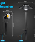 Dimensions of Low Voltage Landscape Lighting Kit 12V with 8 Path Lights and 4 Spotlights, aluminum, waterproof, patio yard garden use.