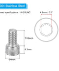 Hex Socket Cap Head Screws Set, 304 Stainless Steel, 1/4-20 X 7/8 Inch, detailed measurements