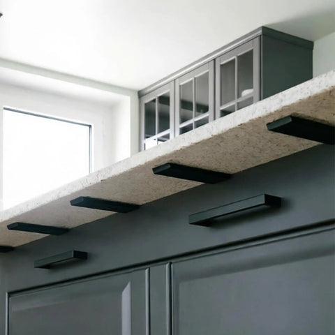 20 Inch Heavy Duty Countertop Support Bracket For Hidden Floating Shelves On Granite Quartz Knee Wall Islands Built Tough With Thick Solid Steel Rust Proof Matte Black Finish Hardware Included 4 Pack installed under granite countertop