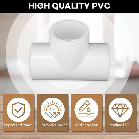 Sixteen Pack 1 Inch Tee PVC Fittings 3 Way Furniture Grade Pipe Elbow Connectors For DIY PVC Shelving Greenhouse Projects