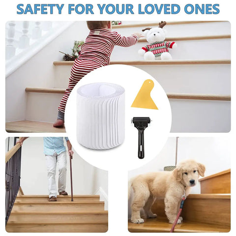 Non Slip Stair Treads 6x24 Inches 15 Pack Clear Anti Slip Strips for Wooden Indoor Steps, safe for seniors and pets