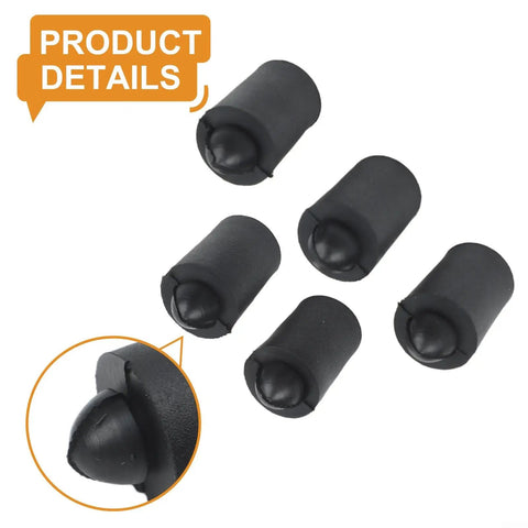 Get Your Ride Quiet Again With This 5 Pack Car Hood Stop Buffer Rubber Bumpers For Nissan Altima Models From 2019 To 2025 Featuring Premium Durable Rubber Pad Material That Totally Stops Annoying Chirp And Squeak Noises Caused By Loose Panels. Black rubber hood stop bumpers, 5 pack, close-up