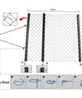 Diagram illustrating the 60x47 inch Drag Harrow for ATV and UTV with Davy Knot instructions, showing chain mesh and dimensions.