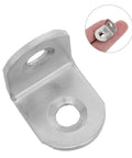 Close-up of Stainless Steel Heavy Duty Right Angle Brackets With Screws 40 Pack Thickened Corner Braces 0.79x0.79 Inches on finger