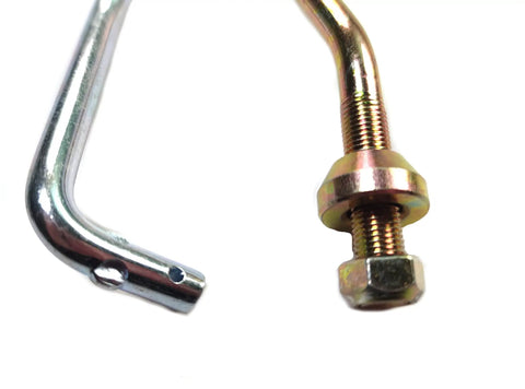 Deck Lift Link Kit For Lawn Mower Replacement Left Yellow And Right Silver Links With Pivot Bearings And Locknuts Front Deck To Front Axle Bracket Connection Supports Precise Leveling No Extra Hardware Needed 532151141 532151140, close-up