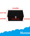 Heavy Duty Aluminum Tool Box 20x12x9.5 Inch Black Cargo Trunk For Pickup Truck Bed And RV With Reinforced Snap Lock Latch showing dimensions.