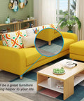 Heavy Duty Teflon Furniture Sliders For Carpet And Hardwood With 20 One Inch Square Sticky Glides under sofa leg on carpet.