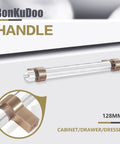 Crystal Glass Drawer Pulls In Champagne Bronze Finish Set Of Five Cabinet Handles With Faceted Crystals 128mm
