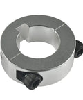 Close-up of 4 Pack 1 Inch Lock Collar Clamps For Go Kart Axles Aluminum Sprocket Hub Locks With Socket Head Cap Screws And One Quarter Inch Keyway Slot