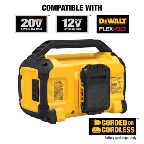 20V Max Bluetooth Jobsite Speaker With 100 Ft Range Durable Build Dual Speakers For Rich Stereo Sound Built In Phone Holder