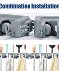 Two Pack 16 Inch Broom Mop Holder Garage Storage Organizer With Five Racks And Six Hooks Adjustable Wall Mounted Tool Holder