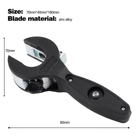 Amazon ratchet pipe cutter, black, 5/16–1-1/8 in, compact 2-in-1 PVC/Cu/plastic cutter.