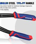 Beefy 30 Inch Heavy Duty Bolt Cutter With Chrome Molybdenum Jaws And Soft Rubber Grips showing tubular steel handle design