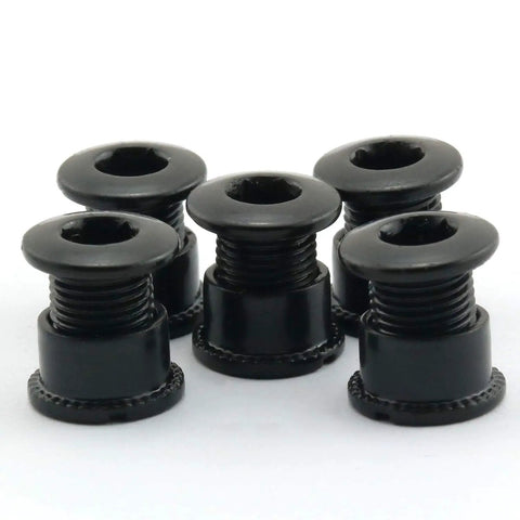 5Pcs Black MTB Chainring Bolts Kit 4.9mm For Single Chainring Crankset Fixing Screws Built Tough Lightweight Anodized Steel