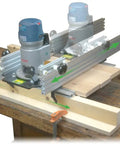 Planing Sled For Wide Stock Up To 86 Inches Wide With Ultra Track Rails And Heavy Duty Router Aid on workbench