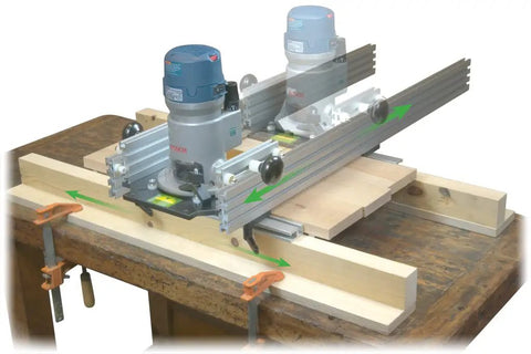 Planing Sled For Wide Stock Up To 86 Inches Wide With Ultra Track Rails And Heavy Duty Router Aid on workbench