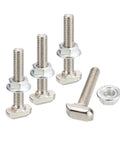 Solid As A Rock M6 T Slot Bolt And Flange Nut Kit For European 30 Series Aluminum with four bolts and one flange nut.