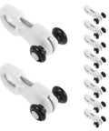Dead Quiet Curtain Pulley Rollers With Hidden Rail Track And Dual Wheel Design For Heavy Drapes. White gliders with black wheels.
