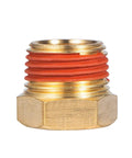 One Quarter to Three Eighths brass adapter from the Extended Tank Drain Valve Assembly Kit For Air Compressors With Ten Inch Braided Steel Hose