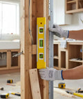 Spirit Level, Aluminum Alloy, 23cm length, used to ensure wall verticality during installation, with a yellow and black design.