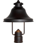 Bayport 1 Light Outdoor Post Lantern in bronze finish, 15 inch exterior lighting fixture, downward focused beam, weather resistant