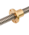 Badass T16 Tr16 Trapezoidal Lead Screw With Sick Precision Threads For 3D Printers And CNC Routers showing threaded rod and brass nut design.