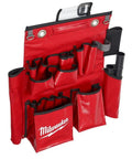 Top Shelf Linemans Compact Aerial Tool Apron For Pole Climbers Built Tough With Ample Secure Pockets In Bold Red And Black, featuring multiple tool pockets.