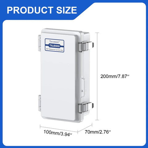 IP67 Weatherproof Electrical Junction Box Outdoor Enclosure Rugged Grey ABS Plastic With Hinged Lid, Mounting Plate And Wall Brackets, Dustproof Waterproof Project Box For Outdoor Electrical Setup, 200x100x70mm