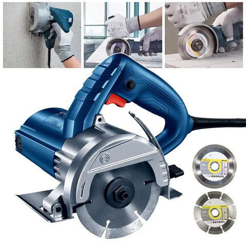 Pro Grade Stone Cutting Machine Featuring A Hella Powerful 1400 Watt Motor And Rapid 13200 RPM Speed for clean cuts on concrete and tile.