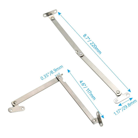 Two Pack Lid Support Hinge With 180 Degree Rotatable Design, 201 Stainless Steel Lid Stay Hinges For Boxes, Cases And Cabinets