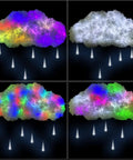 Epic 1.2m Cloud Rain Lightning Light Kit with color changing felt cotton cloud and raindrop LEDs, indoor decor
