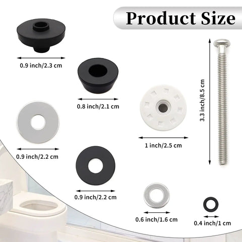 Universal Toilet Seat Hinge Bolts Kit Heavy Duty Stainless Steel With Waterproof Rubber Washers Gaskets Extra Long Nuts