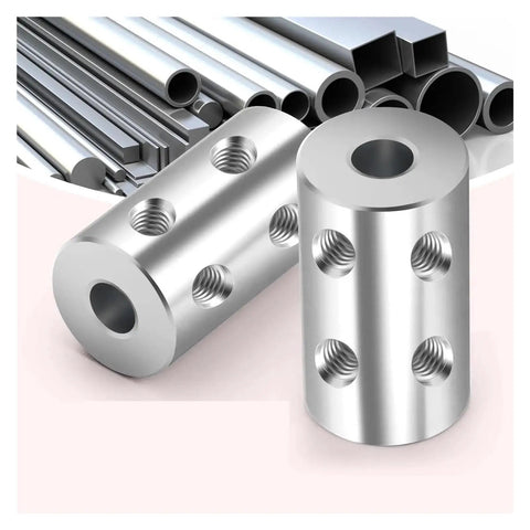 Heavy Duty Rigid Shaft Coupling Made From 45# Steel For 3D Printer Motor Connector, features set screw and holes for reliable use.