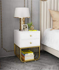 Knockout Modern Bedside Table With Two Deep Drawers And Flexible Sofa Side Cabinet Build Heavy Duty Metal Frame, clean and stylish design.