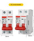 Kickass Pro 2 Pole Dc Mini Circuit Breaker 1000V Solar Pv Panel Shield 3A To 63A Heavy Duty Din Rail Mount image showing dimensions and features.